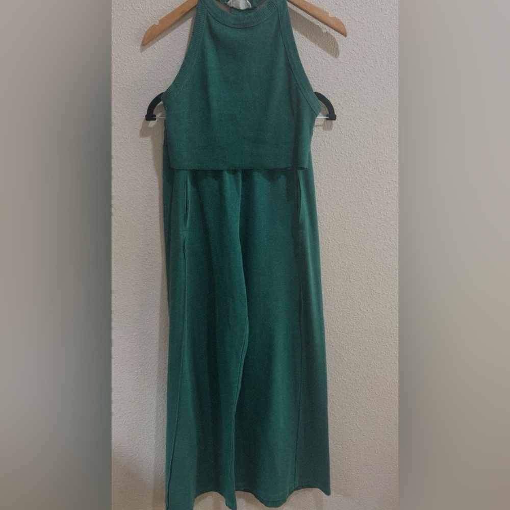 Chic Green Halter Jumpsuit Two Piece